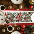 thumbnail image 3 of Burlap Table Runner 72 Inches Long,Winter Poinsettia Red Stripe Non-Slip Kitchen Table Runners for Dining Room Everyday Use Party Table Decorations Pink Green White Botanical, 3 of 9