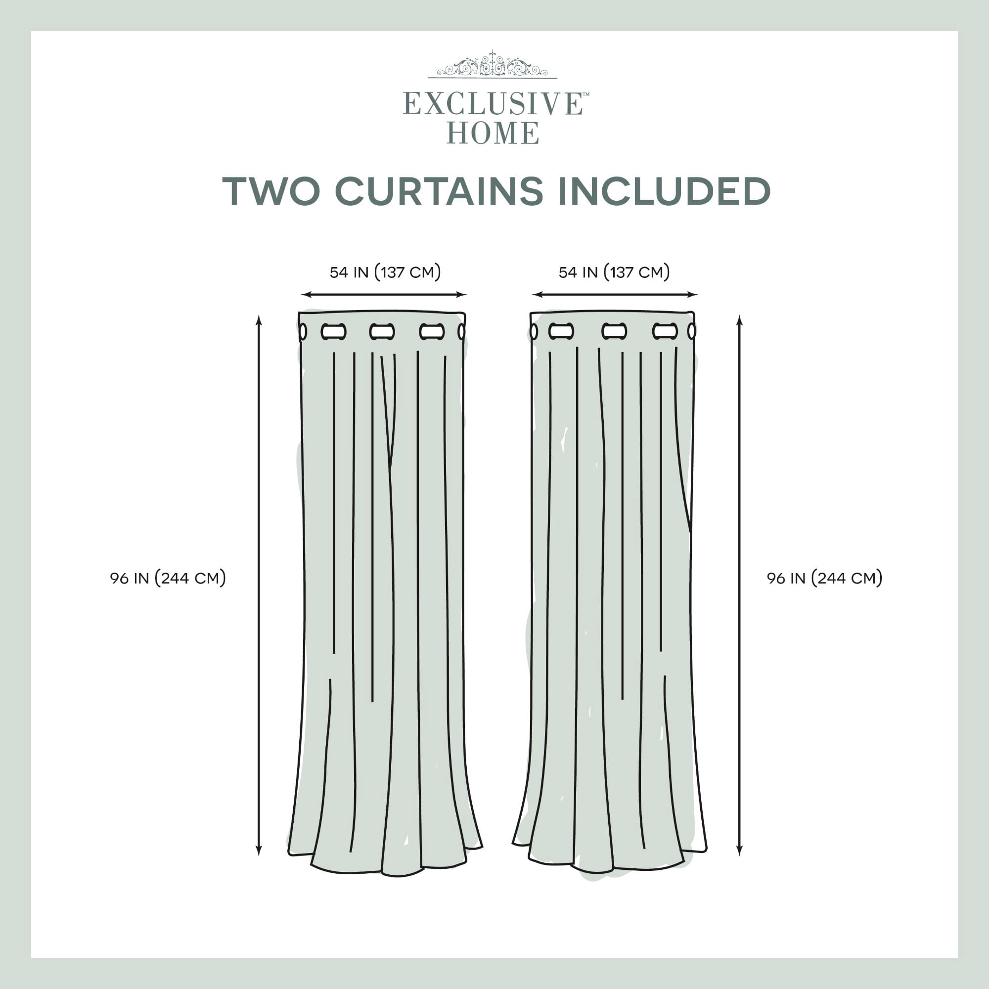 Exclusive Home Chateau Striped Faux Silk Grommet Top Curtain Panel Pair, 54"x96", Navy Grey