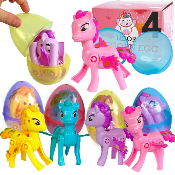 Easter Surprise Eggs with Toys Unicorns Inside Easter Stocking Stuffers Gifts for Kids Girls and Boys Unicorn Pack of 4