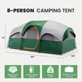 thumbnail image 3 of Camping Tent 8 Person, Waterproof Windproof Dome Tent with Rainfly and Multi-Directional Ventilation, Quick Setup for Family Outdoor, Backpacking, Hiking, 3 of 7