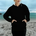 thumbnail image 2 of ManxiVoo Women's Casual Pullover Hoodie Soft Brushed Fleece Long Sleeve Comfort Fit Loungewear Streetwear Top XS Size Black, 2 of 4