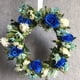 thumbnail image 1 of Corona de crisantemo de rosa artificial de estilo europeo decoración de puerta dintel de puerta decoración de pared colgante arreglo floral para el hogar de boda - azul (diámetro e, 1 of 12