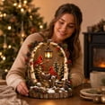 thumbnail image 5 of Snowy Birch Arch Christmas Desktop Ornament Red Cardinal Bird Statue with Lighted Lantern Pine Cone Berry Home Accent, 5 of 8