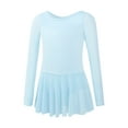 thumbnail image 6 of Eltusu Girls Ballet Dance Dress, Practice Cotton Crewneck Short Sleeve Leotard Skirts Light Blue Size 8-9 T, 6 of 8
