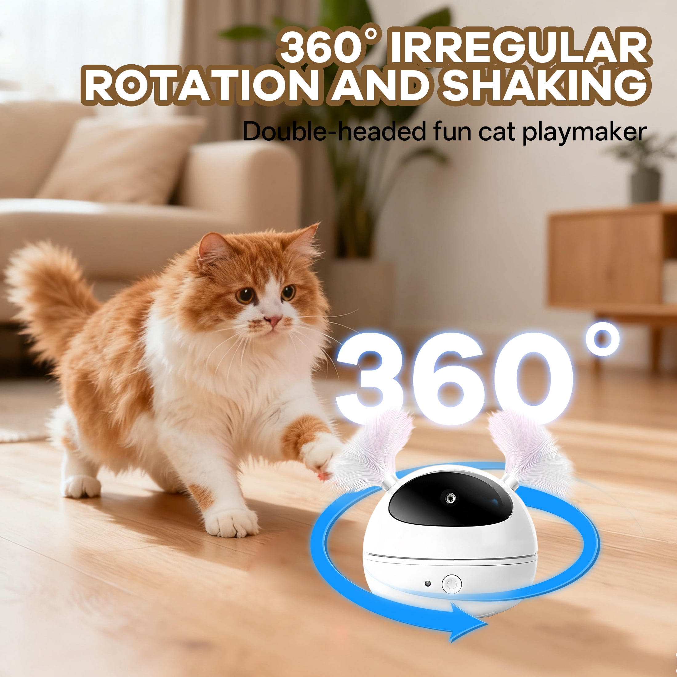BESTSKY Laser Pointer Cat Toy with Unique Roly-Poly Design, automatic lazer pointer for cat for fun interactive indoor play, Cat Gifts for Cat-Obsessed Families, White