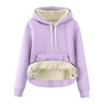 thumbnail image 5 of Women's Sherpa Fleece Lined Hoodie Winter Warm Thermal Heavyweight Plain Pullover Thicken Sweatshirt Tops with Pockets, 5 of 6