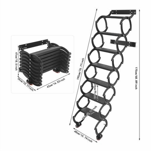 Wall Mounted Folding Ladder Telescoping Step Ladders Retractable Folding Stair