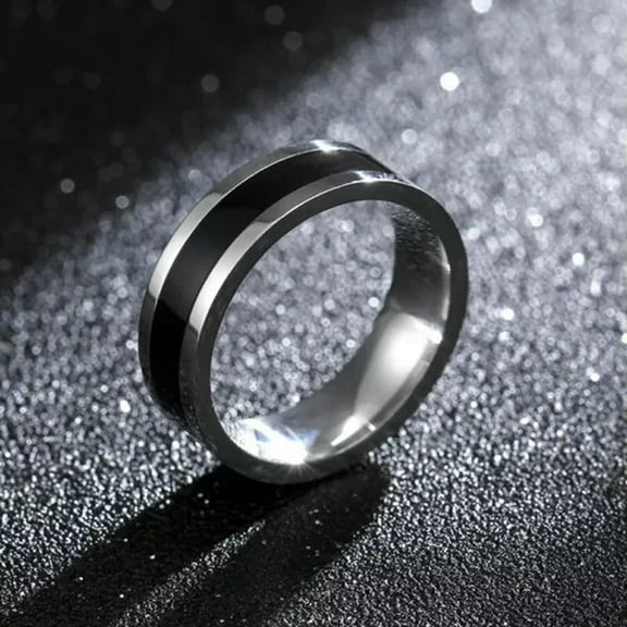 316L Stainless Steel 6MM Men's Black Silver Wedding Band Ring Size 6-12