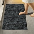 thumbnail image 6 of Toilet Rug U-Shaped Bathroom Rugs Non-Slip Soft Plush Machine Washable Contour Bath Mat 3d Dark Black Damask 24x20, 6 of 9