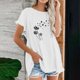 thumbnail image 2 of Blusa de manga corta con estampado regular de flecos y cuello redondo de algodón y cáñamo para mujer OAVQHLG3B Store  lin121212, 2 of 5