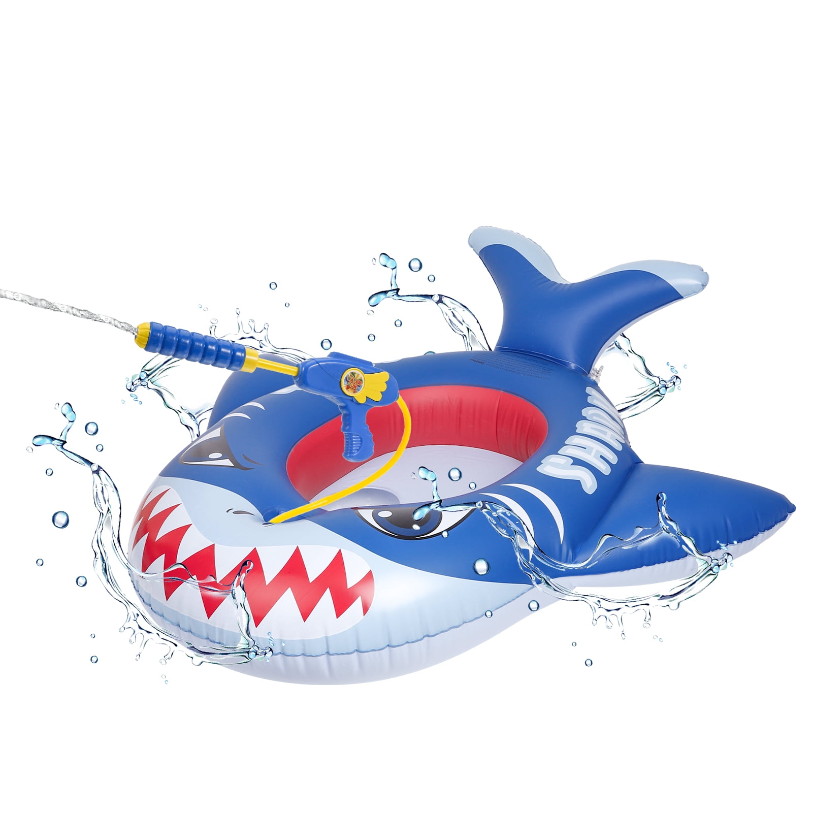 HEQUSIGNS Kids Pool Float with Water Gun, Inflatable Rideon Shark Pool Floats for Toddler, Fun