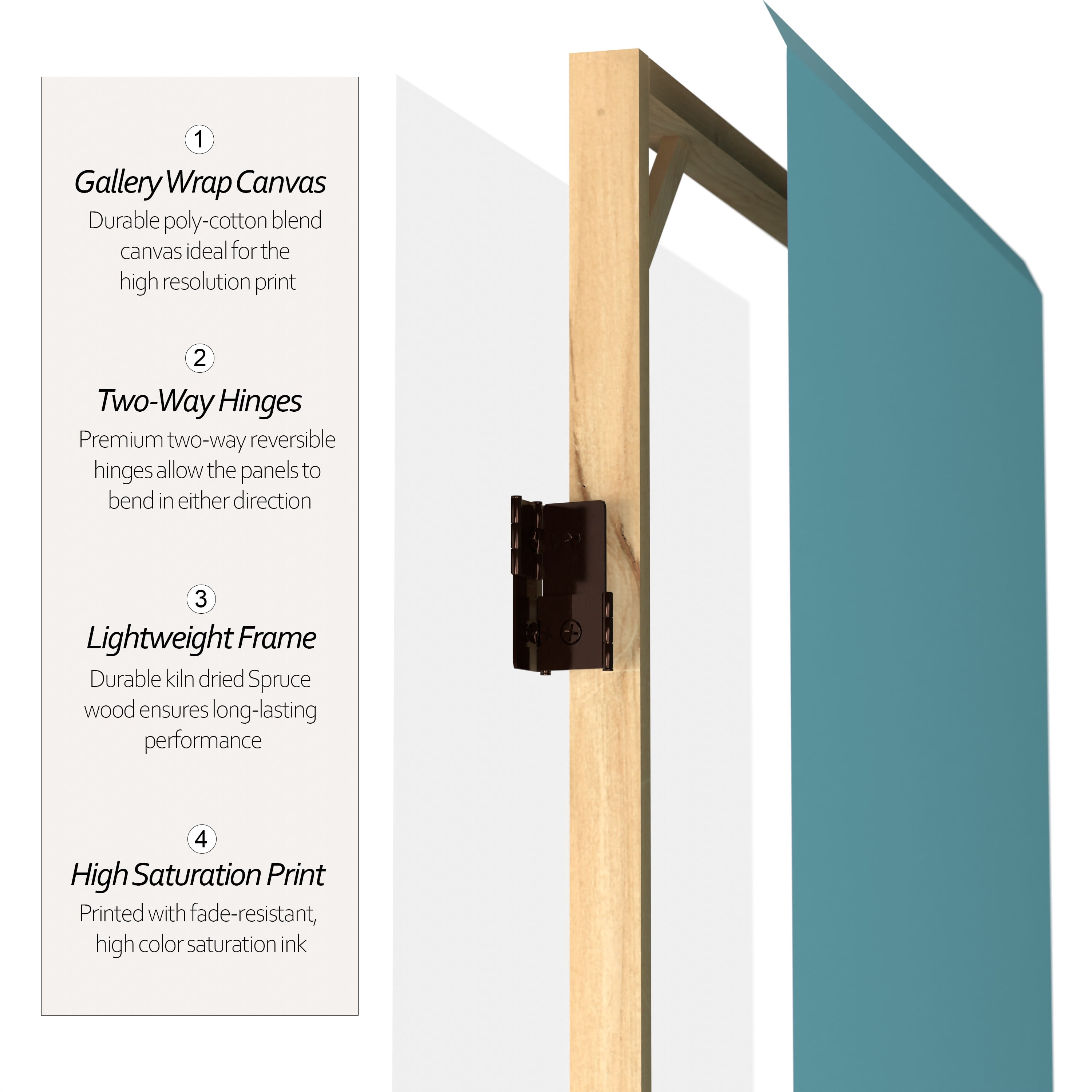 Oriental Furniture 6 ft. Tall Double Sided Teal Canvas Room Divider - 3 Panel