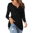 thumbnail image 2 of Deep V-Neck Women Long Sleeve Cross Criss Slim Fit T-Shirt Female Blouse Tops, 2 of 4