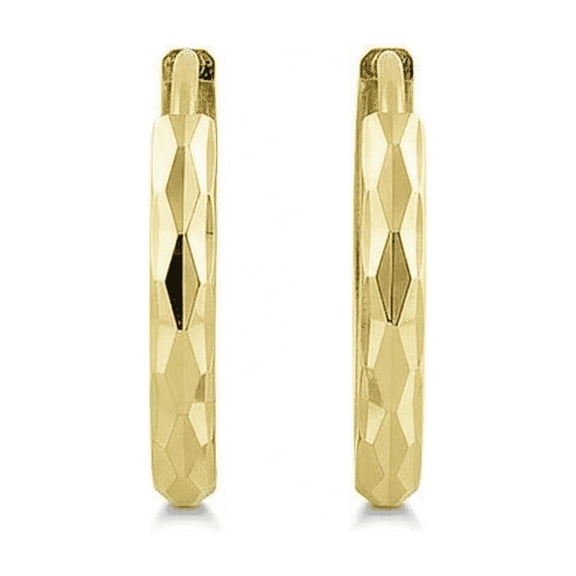 Vinali 14K Solid Gold Diamond Cut Hoop Earrings