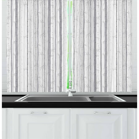 - Grey and White Curtains 2 Panels Set, Birch Tree Grove Leafless Branches Winter Woodland Illustration, Window Drapes for Living Room Bedroom, 55W X 39L Inches, Grey Pale Grey White, by Ambesonne