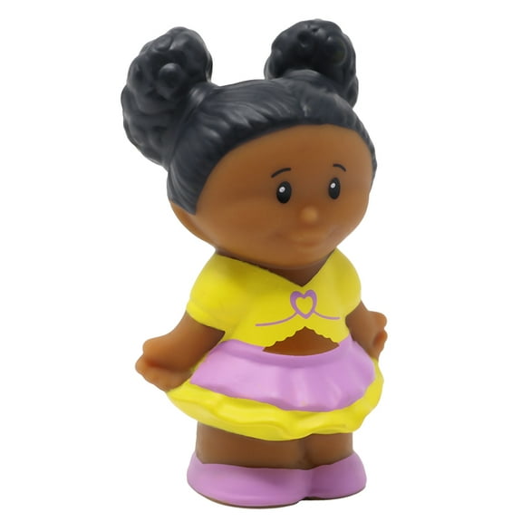 Replacement Part for Collectible Fisher-Price Little People Dollhouse Playset Y8197 - Replacement African-American Girl Tessa Figure Wearing Yellow Purple Dress with Heart