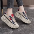 thumbnail image 5 of Women'S Lightweight Sneakers - Red Accent Lace-Up Shoes, Synthetic Cover Upper & Cushioned PVC Sole - All-Season Gym, Running, Ladies Sneakers, Casual Footwear, Retro Style, Breathable Fabric, 5 of 9