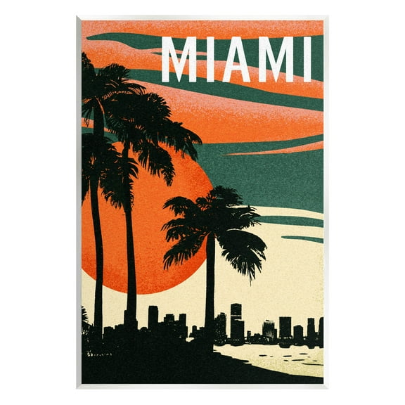 Stupell Industries Tropical Miami Palms Silhouette Graphic Art Unframed Art Print Wall Art, Design by Ziwei Li
