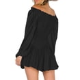 thumbnail image 3 of Coduop Women Long Sleeve Ruched Mini A Line Dress Off Shouder Short Dresses, 3 of 4