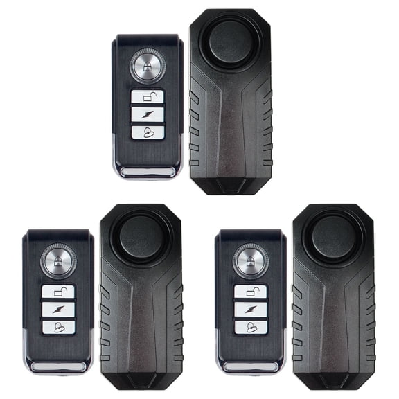 GREENCYCLE 3 Set Wireless Motorcycle Bicycle Bike Anti-Theft Burglar Vibration Security Alarm Waterproof Super Loud 113dB Remote Control Bell