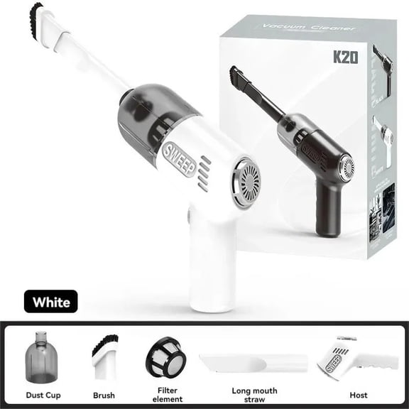 K20 Cordless Vacuum Cleaner For Car & Home, Strong Suction, One-Click Empty, Washable Filter, Rechargeable Design
