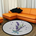 thumbnail image 4 of Coolnut Round Rugs for Living Room, Lavender Flowers Watercolor Flora Non-Slip Coral Velvet Long Runner Rugs, Washable Water Absorbent Mat Carpet for Bedroom Kitchen Kids Room, 4 of 6