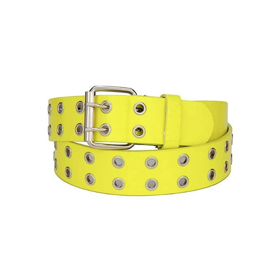 Eurosport Solid Rich Fashion Color Double Grommet Belt - BW9915A - Neon Yellow - X-Large