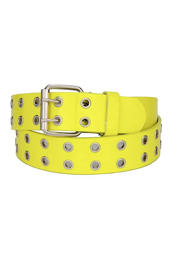 Eurosport Solid Rich Fashion Color Double Grommet Belt - BW9915A - Neon Yellow - Large