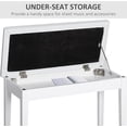 thumbnail image 5 of Favory Piano Bench, Duet Piano Chair with Faux Leather Padded Cushion and Wooden Frame, Button Tufted Keyboard Bench, White, 5 of 11