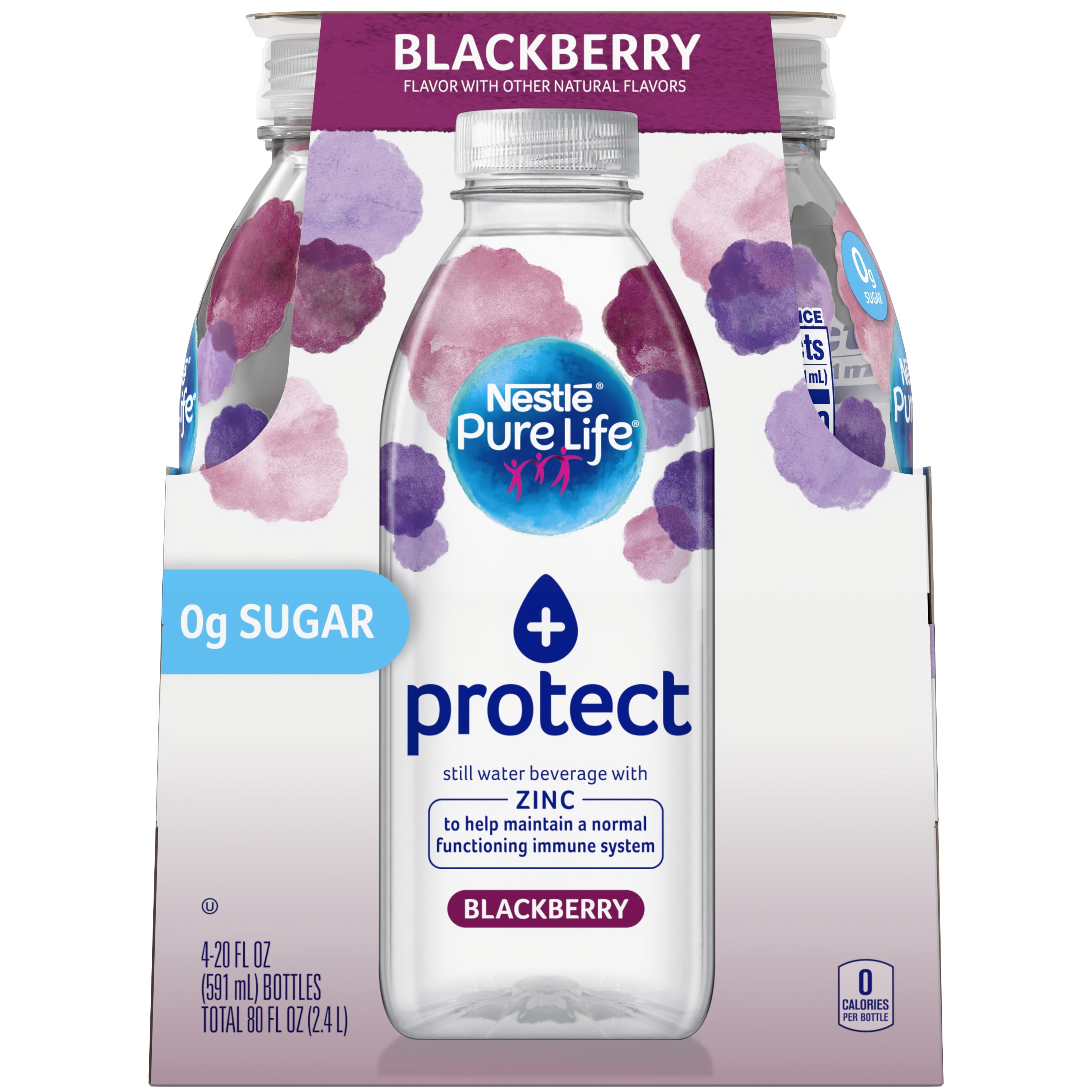 Pure Life + protect with Zinc (blackberry flavor) 20 Fl. Oz. (4 Pack)