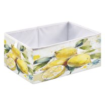 Foldable Fabric Storage Bin Home Cubes Clothing Organizer Bins Large Collapsible Box Basket for Home Organizer Watercolor Lemon