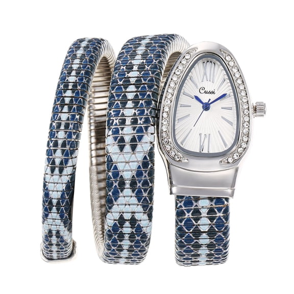 Silver Wrap Bracelet Watch with White Dial, Elegant Women’s Quartz Wristwatch