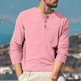 thumbnail image 6 of Inglocry Mens Long Sleeve Henley Shirts Stretch Casual 3 Button Tee Baisc Plain Soft Basic Tops For Men Pink L, 6 of 7