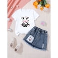 thumbnail image 3 of MEZZALL Child Girls Summer Outfit Sets Fashion Heart Printed T Shirt And Denim Skirt Casual Two Piece Playwear Comfy O-Neck Relaxed Fit Daily Clothing Sets, 3 of 3