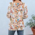 thumbnail image 6 of Mwjwdo Womens 3/4 Sleeve Vintage Ghost Book Printed Dressy Casual Henley Round Neck Relaxed Fit Tunic Tops Fall Shirts, 6 of 6