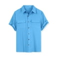 thumbnail image 5 of INSPIRE CHIC Men's Shirts Solid Color Short Sleeve Point Collar Shirt with Pockets  S Light Blue, 5 of 6