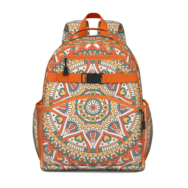 Energy Emotional Mandala Student Backpack Spacious Adjustable Padded Straps Chest Buckle Lightweight Durable School Backpack