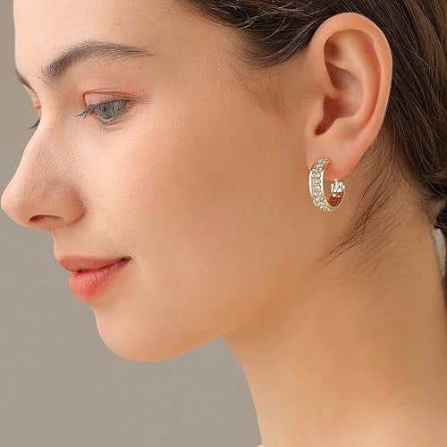 Divine Creation 925 Sterling Silver 2.00 Ct Round Cut Diamond Omega Back Hoop Earring's 14K Yellow Gold Plated For Women's