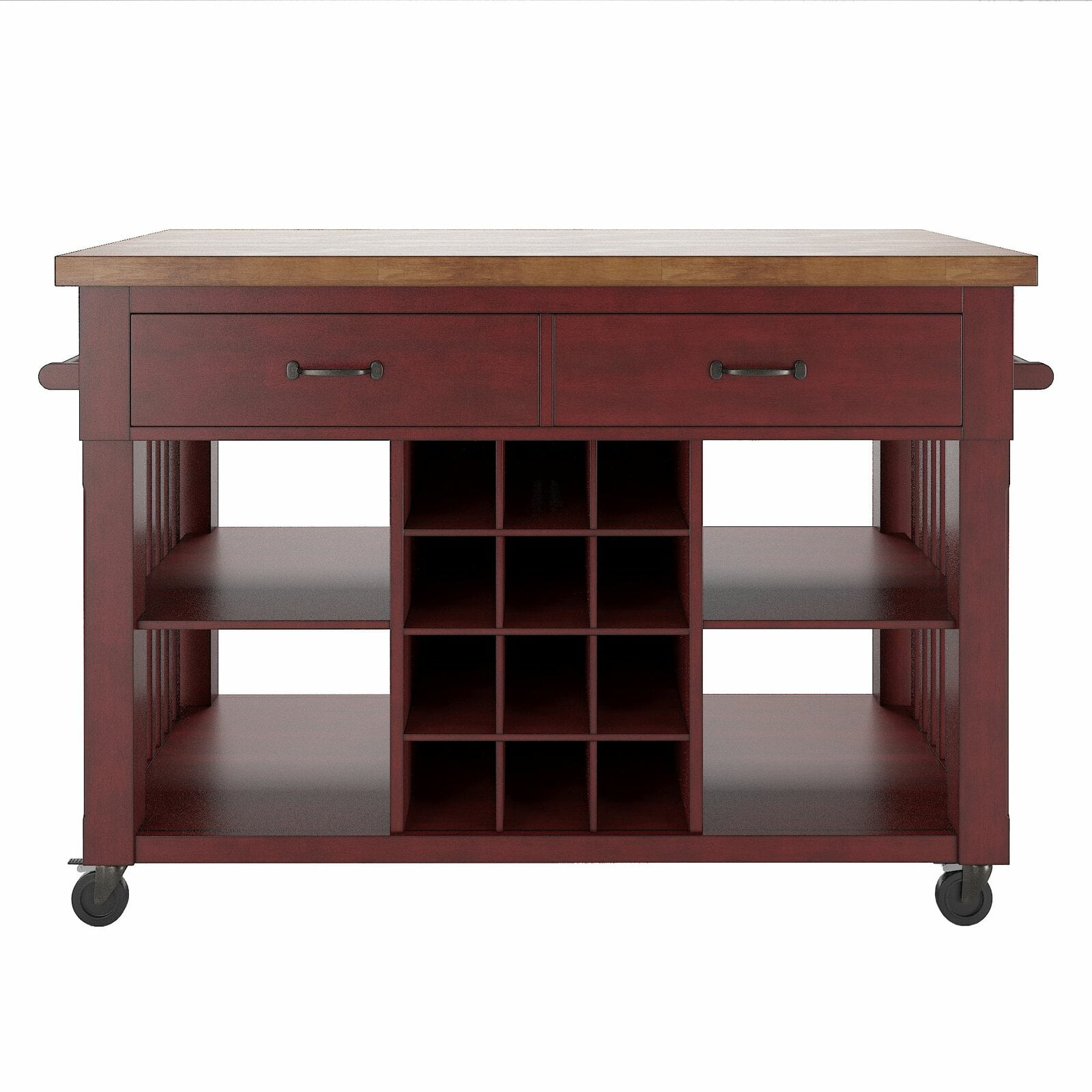 Fortville Kitchen Cart with Wood Top, Shelf Top 7.6" H x 18.7" W x 39" D, Height Without