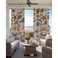 thumbnail image 6 of Nautical Coastal Kitchen Curtains Retro Ocean Starfish Shells Animals Brown Cafe Short Curtains for Bathroom Blackout Window Curtain Small Window Treatment Drapes for Bedroom Living Room 52"x45"x2, 6 of 9