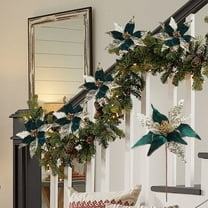 hulanddfd Large Christmas Flowers - Green Artificial Velvet Flowers, Simulated Christmas Flower Ornaments for Xmas Tree Table Decor