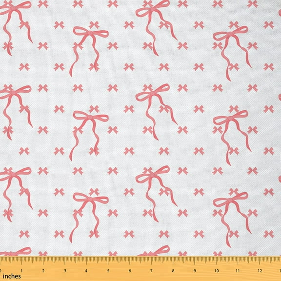 Homewish Kawaii Red Ribbon Fabric by the Yard 1 Yard for Kids, Cute Princess Bowknot Room Decor Fabric by the Yard, Cartoon Bow Theme Sewing Fabric, Luxury Bedroom Decor