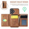 thumbnail image 6 of MAGKING Case For iPhone 16  , RFID Blocking, PU Leather,Compatible With MagSafe Detachable 2 In 1 Wallet With Multi-Card Slots,Magnetic Protective Cover,Brown,For  iPhone 16, 6 of 8
