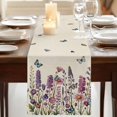 thumbnail image 3 of Table Runners 90 Inches Long Dress Scarves, Purple Flowers Farmhouse Coffee/Dining/Kitchen Table Runner for Living Room, Spring Butterflies Lavender Daisy Beige 13x90 Inch, 3 of 9