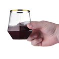 thumbnail image 6 of 32 Pack Diamond Stemless Plastic Wine Glasses, 12 oz Unique Diamond Shape, Clear Gold Rim Glasses for Wine, Whiskey, Cocktails, Juice, Trendy & Modern Stemware, Food-Grade Disposable Drinkware , 6 of 8