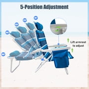 WTVIDAS Beach Chair 2 Pack, 5 Positions Textilene Folding Reclining Beach Chair with Backpack Straps, Cooler Bag & Cup Holder for Outdoor Lawn Camping
