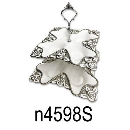 

2 Tier Silver Cupcakes Fruits Desserts Serving Stand