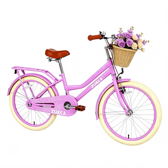 20" Girls Bike for Kids Ages 7–10 Years Old, SHINPT Kids Bike with Basket & Rear Rack, Kids Bicycle with Kickstand & Adjustable Seat, Girls Bicycle 20 inch for Birthday Gift, Multiple Colors