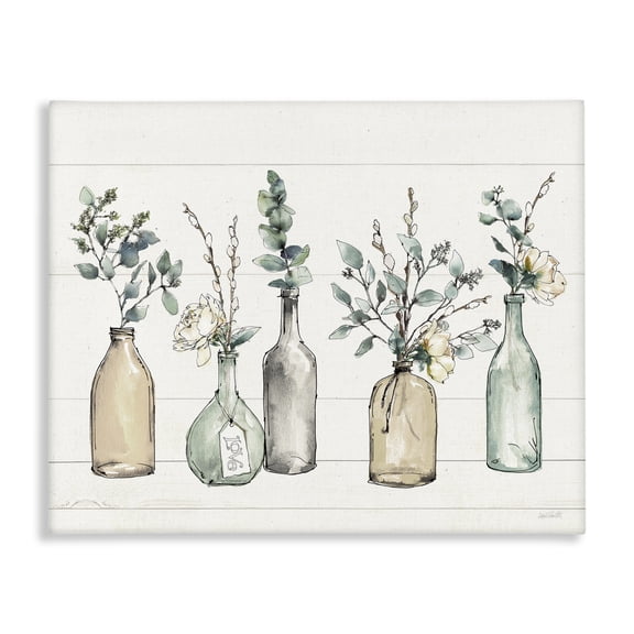 Stupell Industries French Country Bottles And Plants Vases Canvas Art, 20 x 16, by Anne Tavoletti