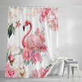 thumbnail image 4 of Pink Flamingo Shower Curtain Set, Waterproof Shower Curtains for Bathroom, Watercolor Flowers Spring Floral Leaf Plant Washable Fabric Bath Curtain for Bathtub Decoration with Hooks 48x72 Inches, 4 of 9